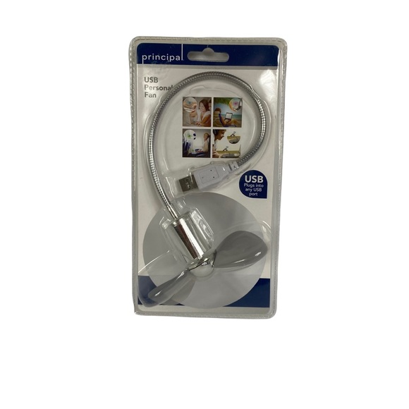 Principal USB Adjustable Neck Personal Fan Silver NWT - Picture 2 of 6